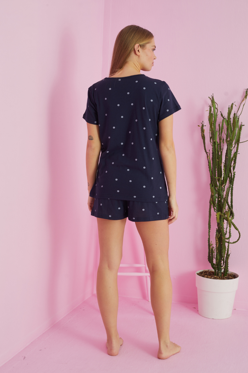 Πιτζάμα siyah inci NAVY DOTS