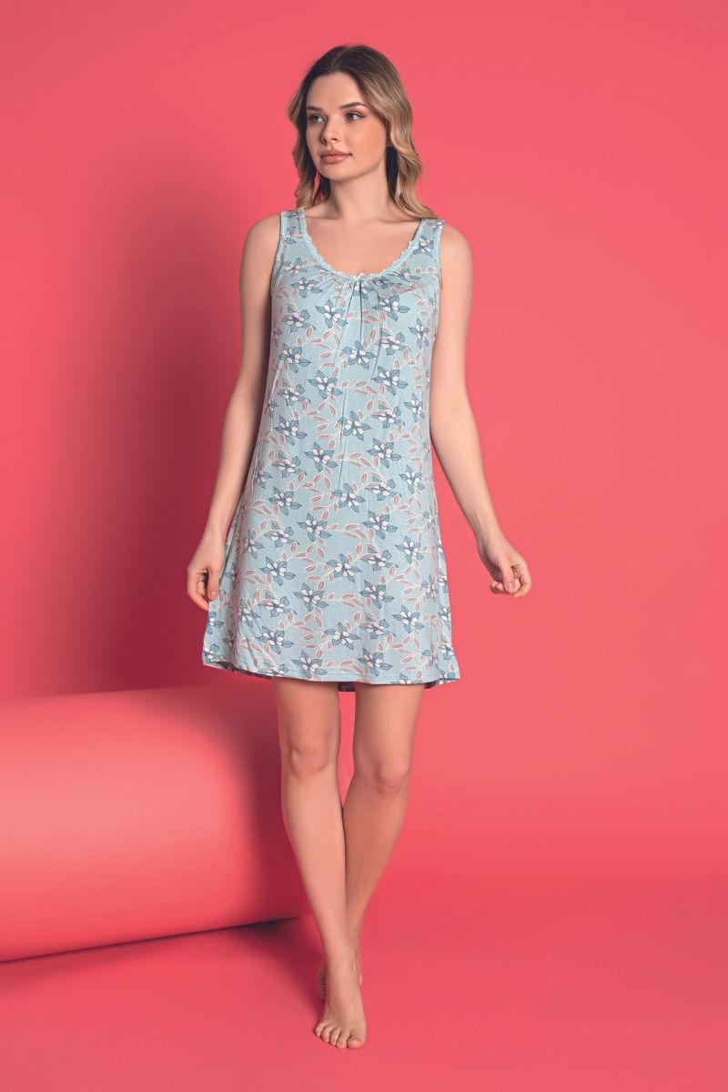 Γυναικείο αμάνικο νυχτικό πάνω από το γόνατο γαλάζιο