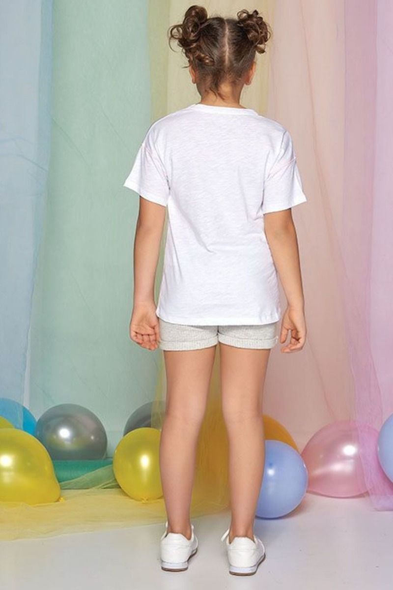 Σετ φόρμας κορίτσι παιδικό κοντομάνικη μπλούζα σορτσάκι με σκυλάκι