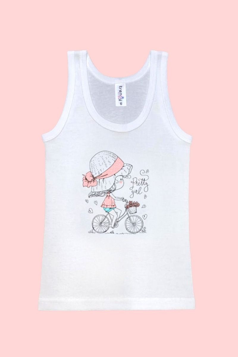 Κοριτσίστικα παιδικά Φανελάκια αμάνικα βαμβακερά λευκά με σχέδιο