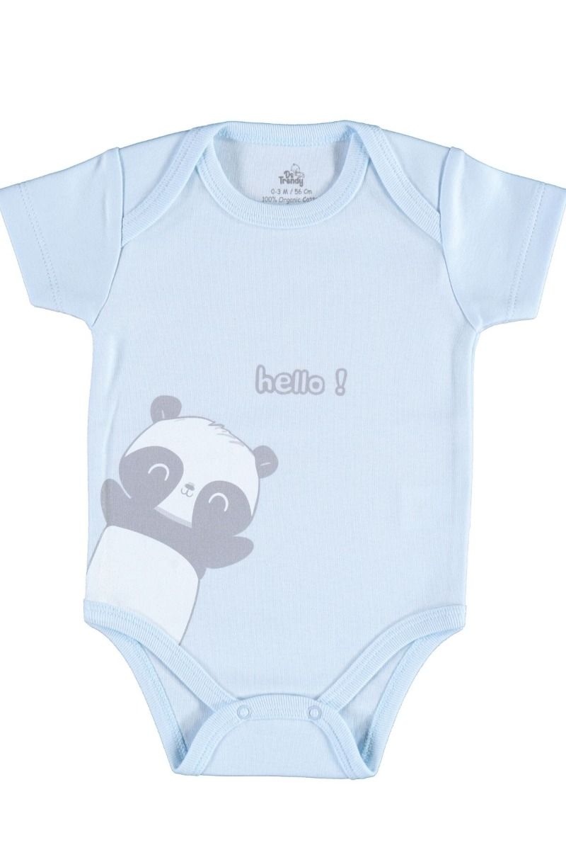 Βρεφικά κορμάκια κοντομάνικα αγόρι βαμβακερά 2 τεμάχια γαλάζιο άσπρο