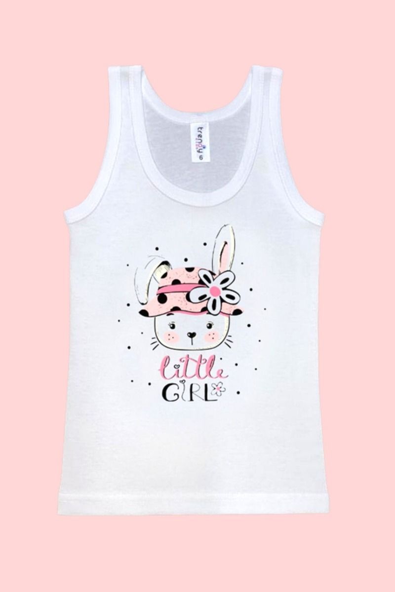 Κοριτσίστικα παιδικά Φανελάκια αμάνικα βαμβακερά λευκά σχέδιο 3 τεμάχια