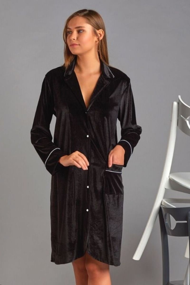 Νυχτικό Velvet Μαύρο Sevim BLACK ORCHID