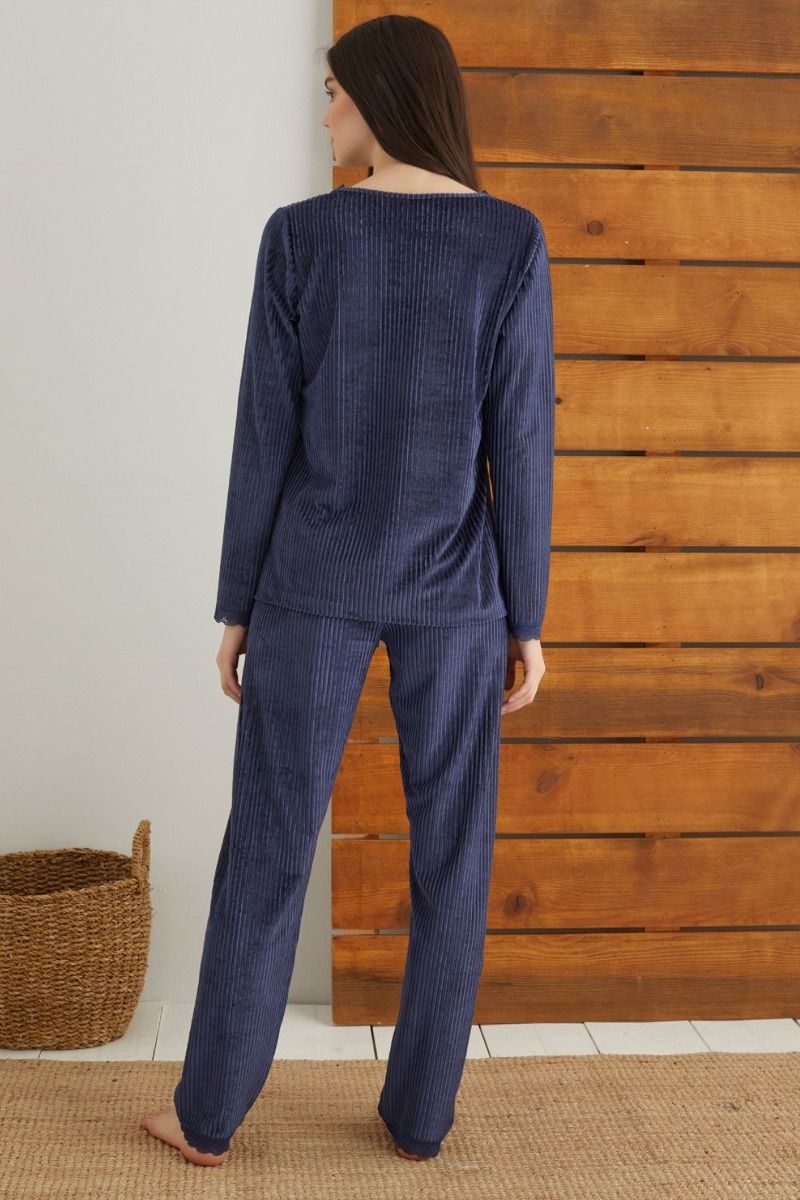 Πιτζάμα Velvet "siyah inci" DARK BLUE