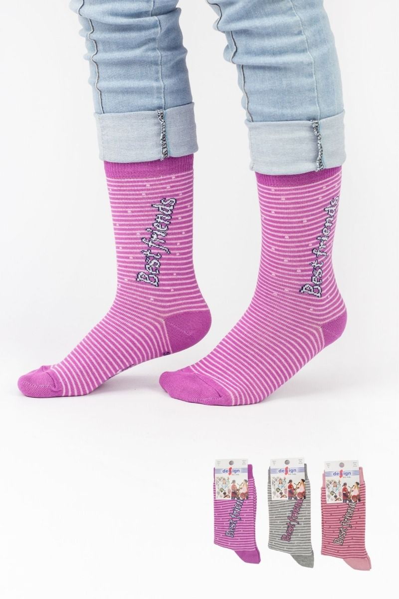 Κοριτσίστικες Παιδικές κάλτσες best friends 3 ζευγάρια ανοιχτόχρωμα