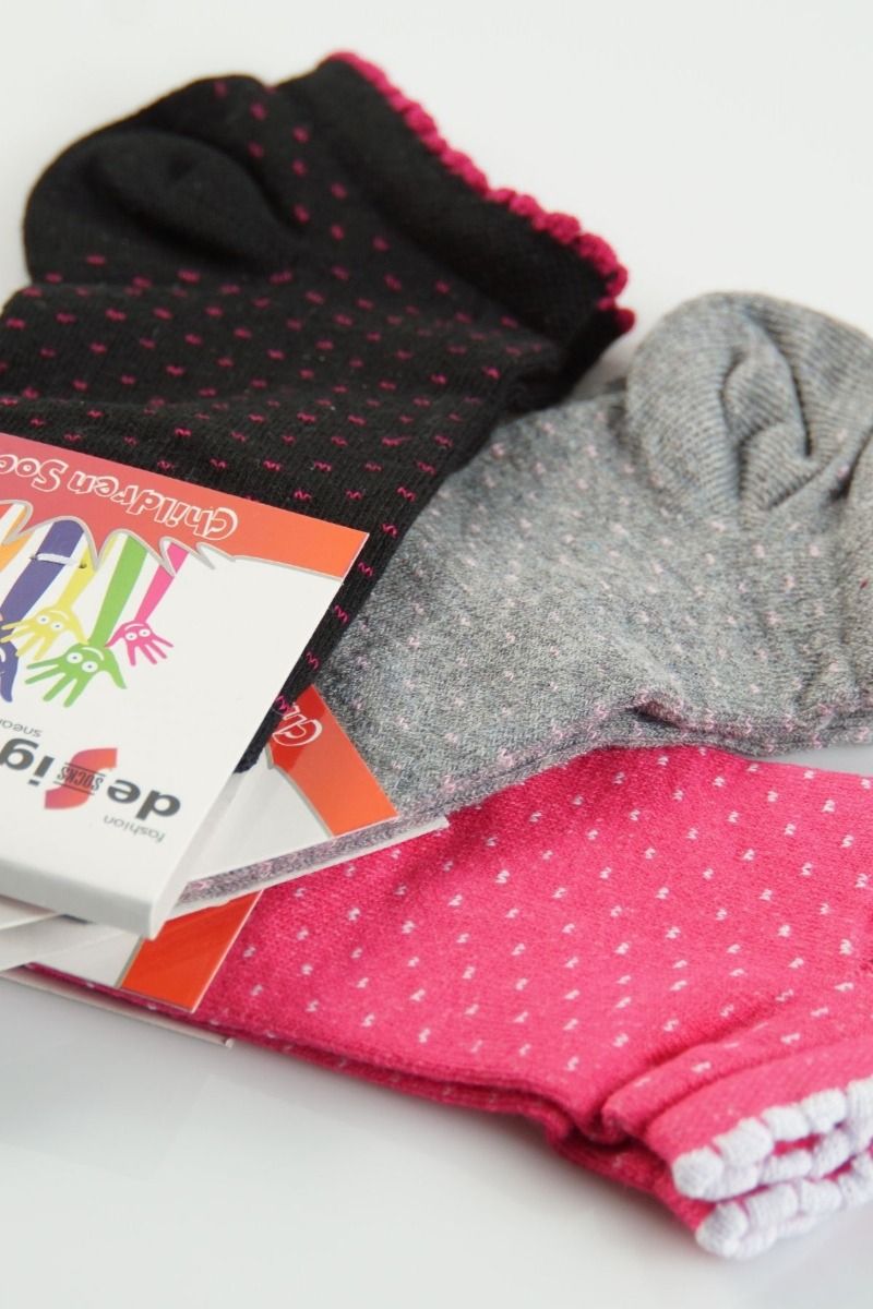 Κοριτσίστικες Παιδικές κάλτσες 3 ζευγάρια με μίνι πουά