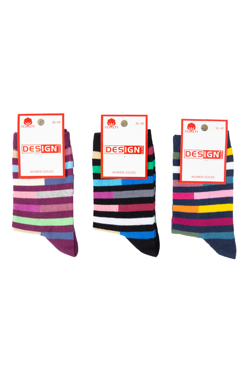 Γυναικείες Casual Κάλτσες Design WIDE STRIPES 3 ζευγάρια