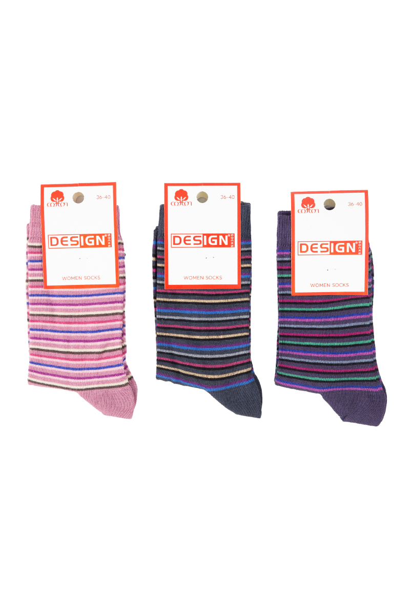 Γυναικείες Casual Κάλτσες Design RAINBOW STRIPES 3 ζευγάρια