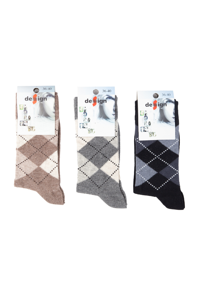 Γυναικείες Casual Κάλτσες Design CHESS 3 ζευγάρια Βαμβακερές