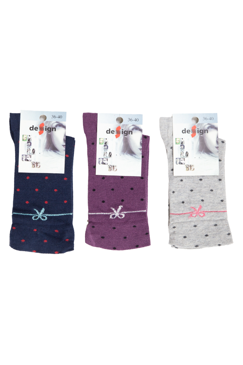 Γυναικείες Casual Κάλτσες Design DARK BOW 3 ζευγάρια Βαμβακερές