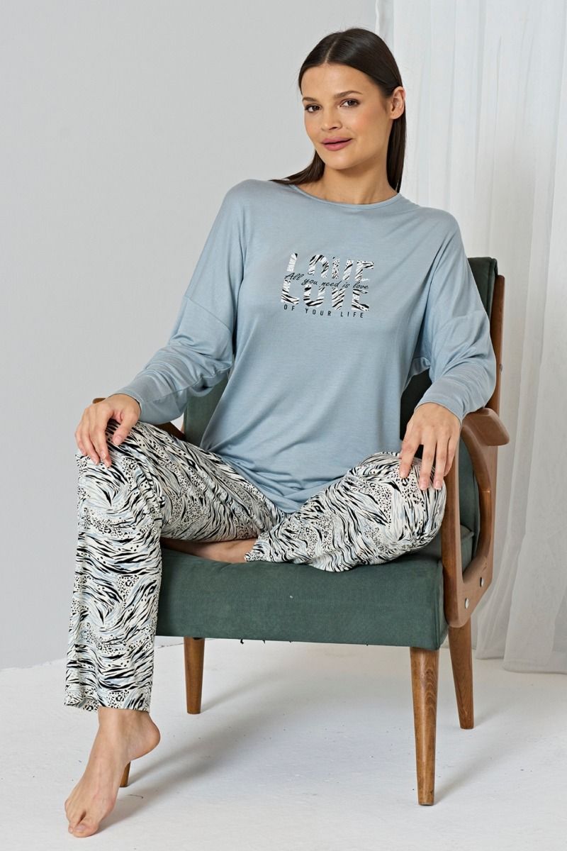 Γυναικεία Πιτζάμα Μακρυμάνικη Pijadore Linda βισκόζη animal print