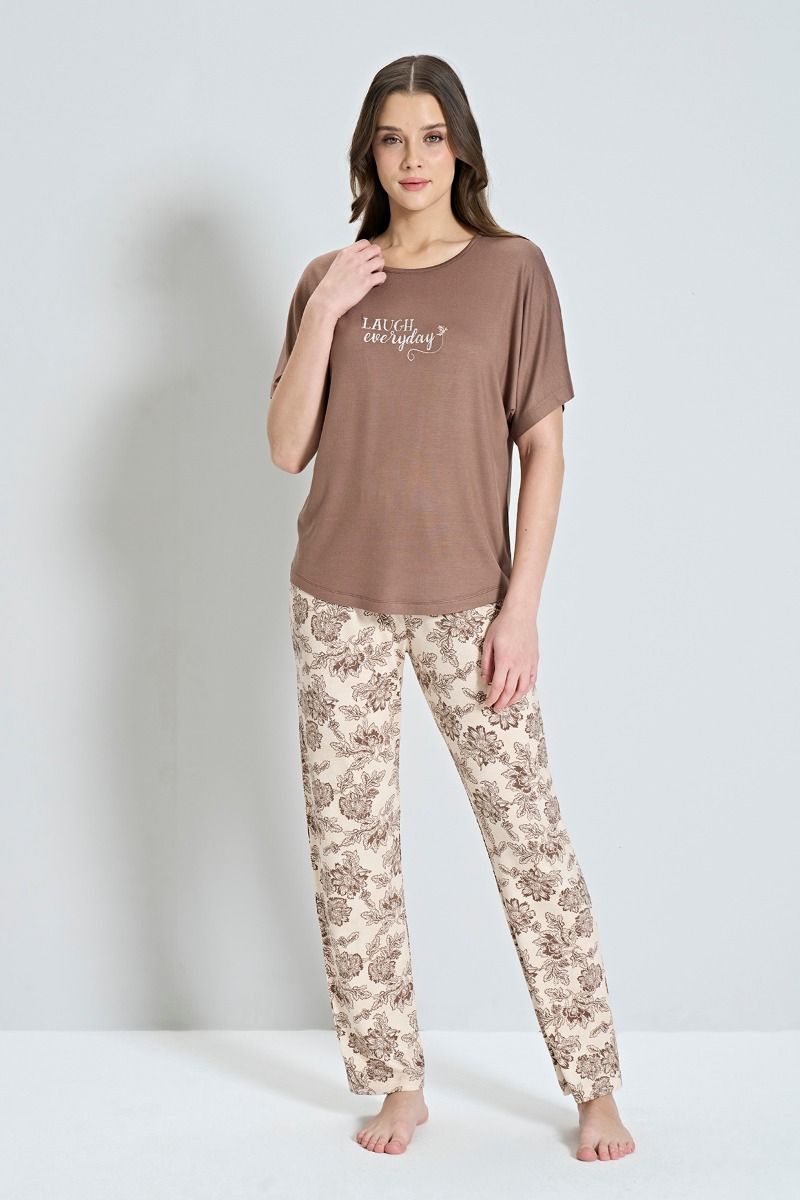 Γυναικεία Κοντομάνικη Πιτζάμα "Pijadore"  Βισκόζη με σχέδιο λουλούδια