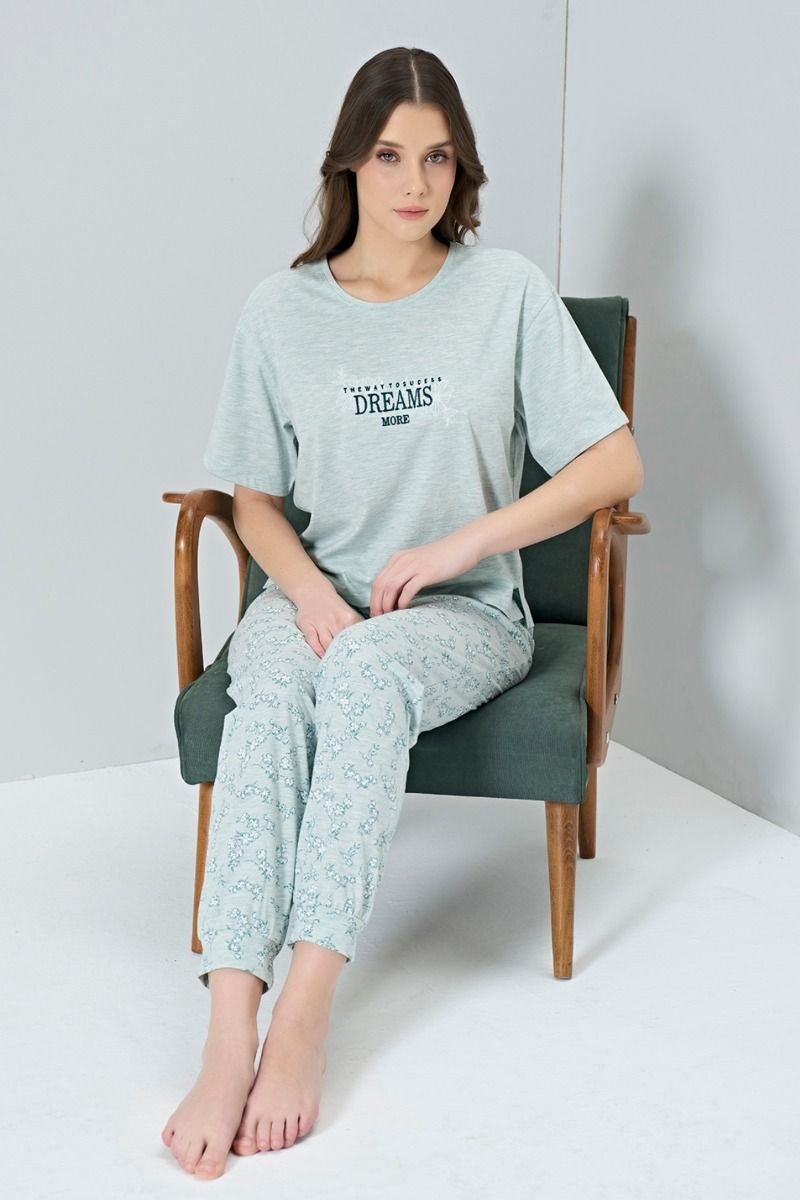 Γυναικεία Κοντομάνικη Πιτζάμα "Pijadore"  Βαμβακερή με λουλούδια