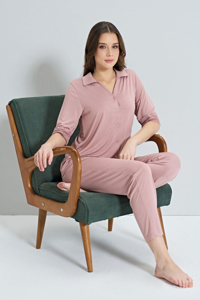 Γυναικεία Πιτζάμα μανίκι 3/4 "Pijadore" Βισκόζη με δαντέλα