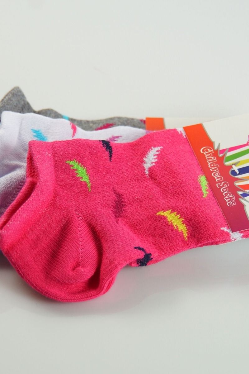 Κοριτσίστικες Παιδικές κάλτσες 3 ζευγάρια πολυχρωμα με φτερά