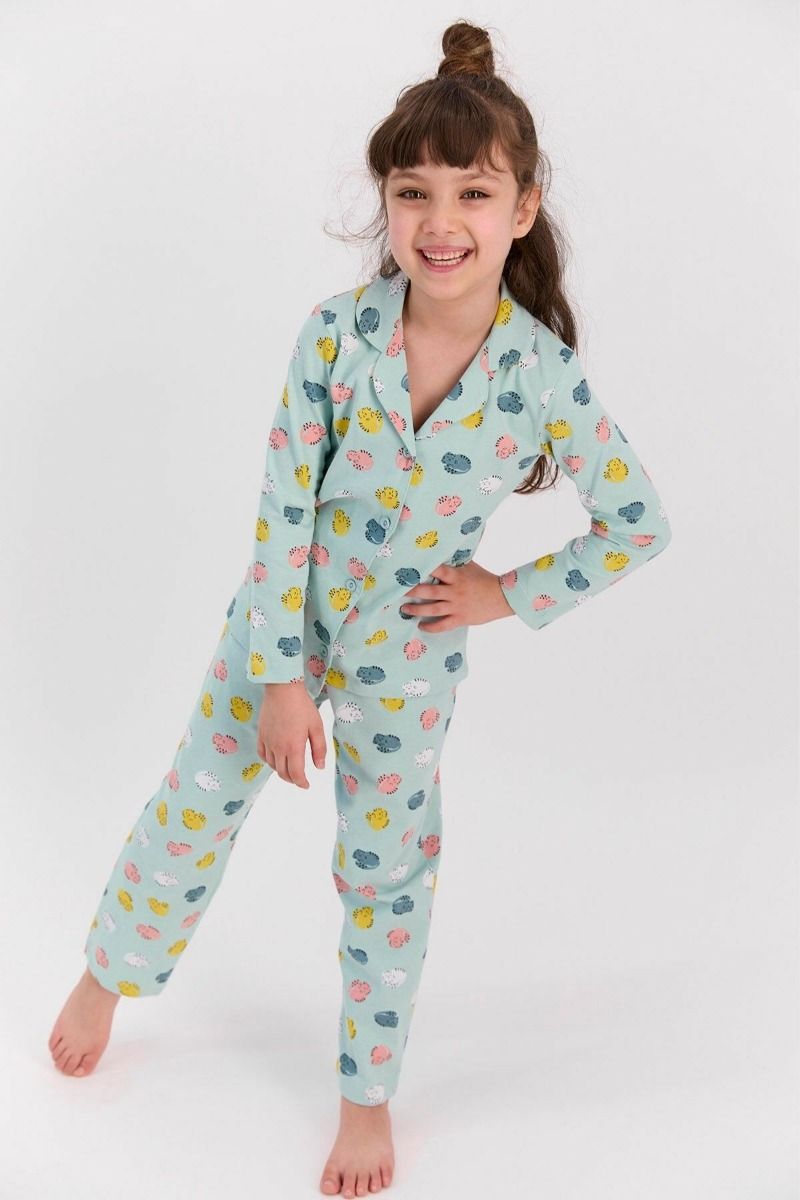 Κοριτσίστικη παιδική χειμωνιάτικη πιτζάμα βαμβακερή πουκάμισο γάτες λιλά