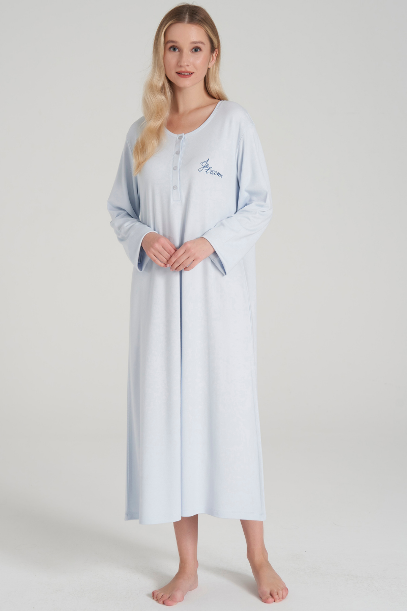Γυναικείο Νυχτικό Pijadore FLERRY Βισκόζη μονόχρωμο μακρυμάνικο