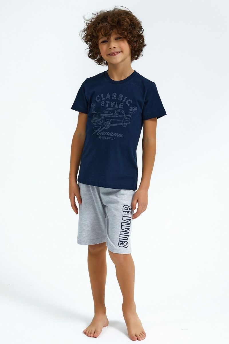 Καλοκαιρινή αγορίστικη παιδική πιτζάμα πράσινη με αυτοκίνητο