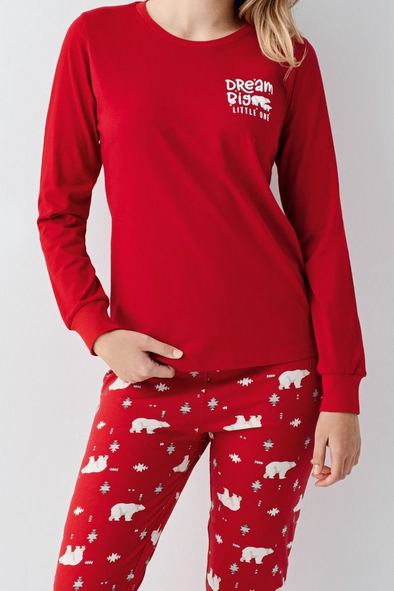 Πιτζάμα για όλη την οικογένεια με πολικές αρκούδες κόκκινο μπλε