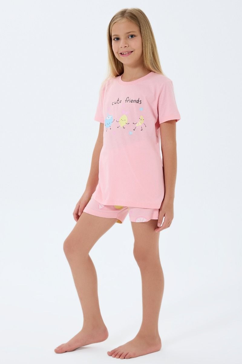 Κοριτσίστικη Πιτζάμα Σορτσάκι με στάμπες με γκλίτερ σχέδιο φρούτα