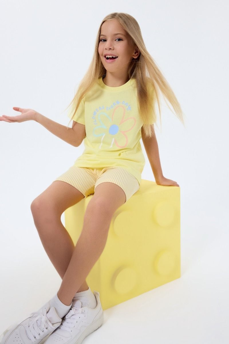 Κοριτσίστικη Πιτζάμα κοντομάνικη με σορτσάκι σε πικέ όψη με στάμπα