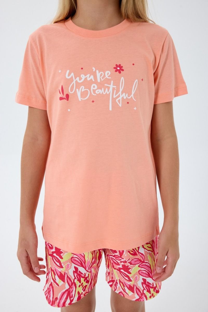 Κοριτσίστικη Πιτζάμα κοντομάνικη με σορτσάκι εμπριμέ