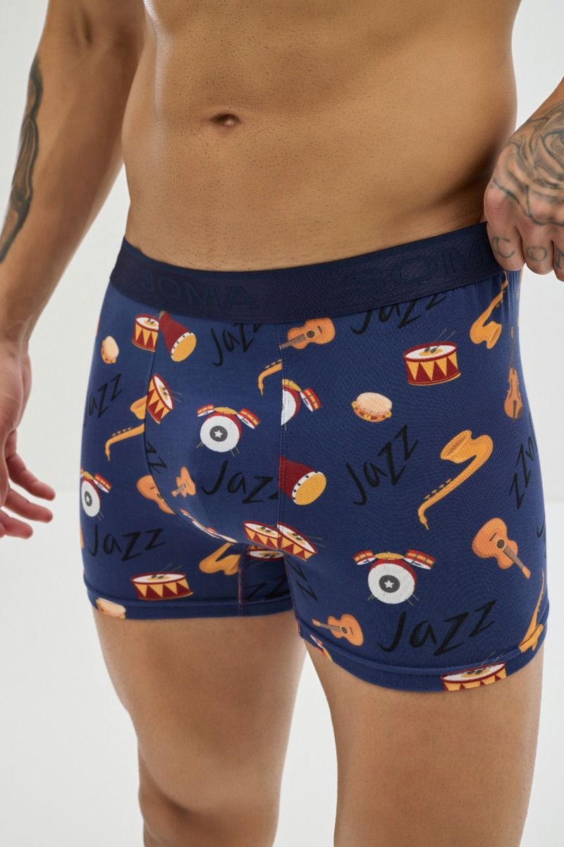 Ανδρικό εσώρουχο Boxer "SOMA" βαμβακερό με σχέδια μουσικά όργανα