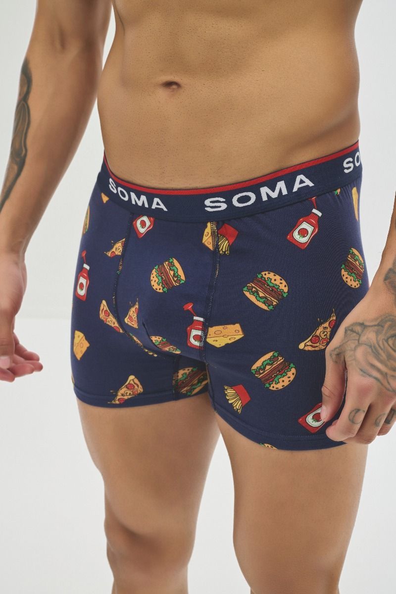 Ανδρικό εσώρουχο Boxer "SOMA" βαμβακερό μπλε χρώμα με σχέδια
