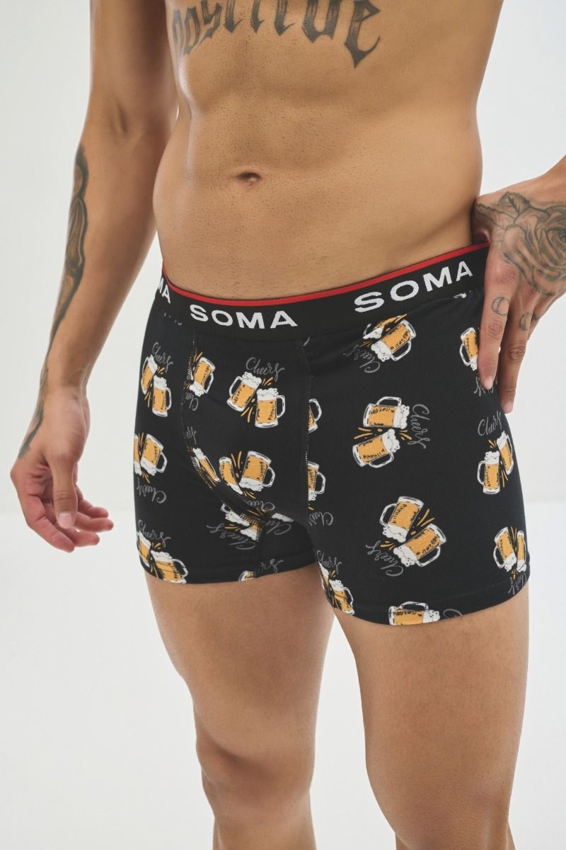 Ανδρικό εσώρουχο Boxer "SOMA" βαμβακερό μαύρο χρώμα με μπύρες