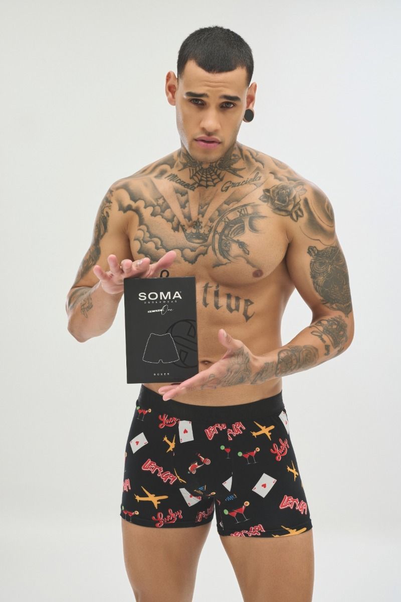 Ανδρικό εσώρουχο Boxer "SOMA" βαμβακερό με σχέδια μηχανές αεροπλάνα
