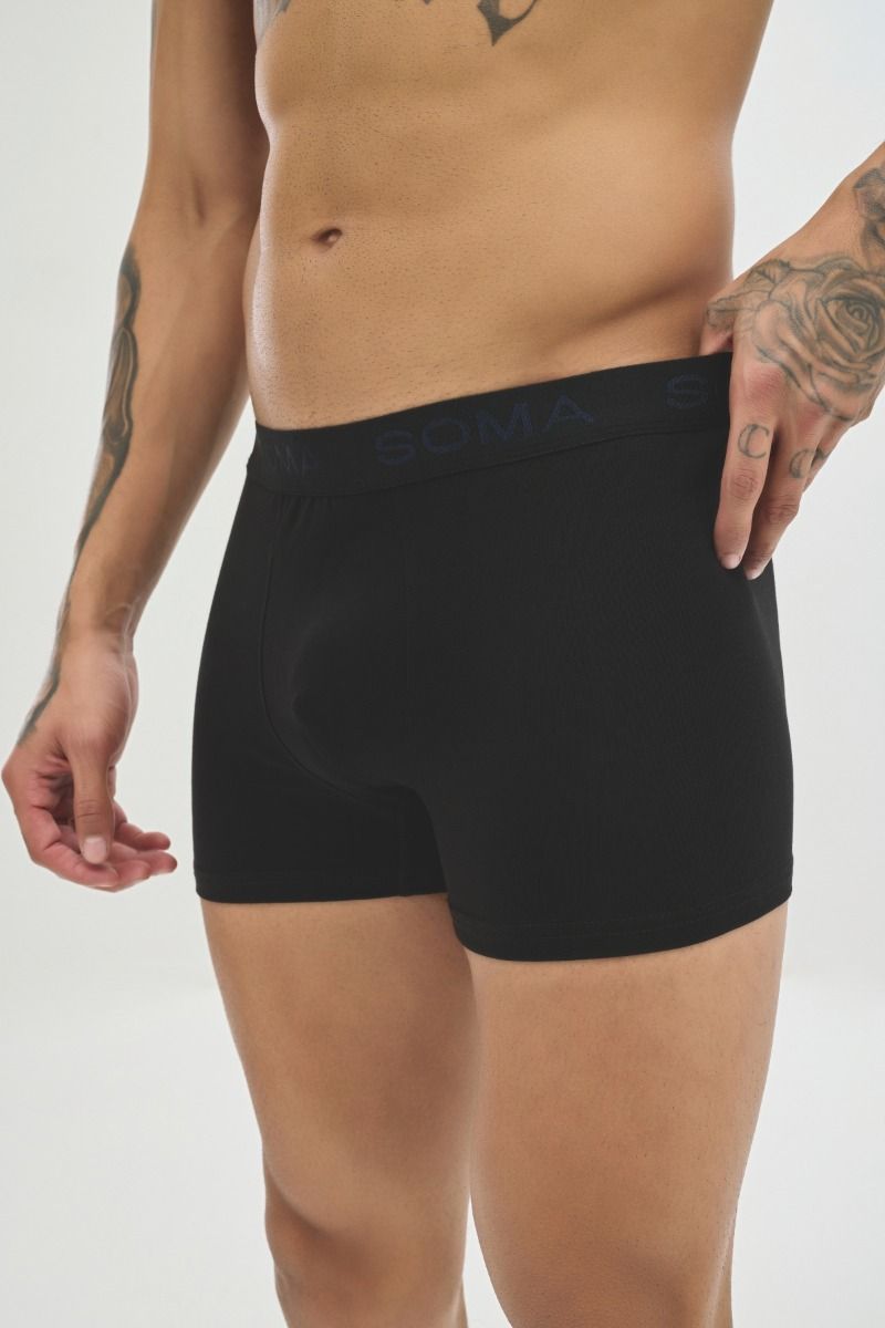 Ανδρικό εσώρουχο Boxer "SOMA" μαύρο βαμβακερό με εξωτερικό λάστιχο