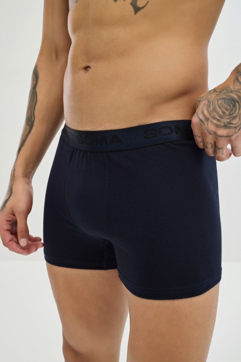 Ανδρικό εσώρουχο Boxer "SOMA" μπλε βαμβακερό με εξωτερικό λάστιχο