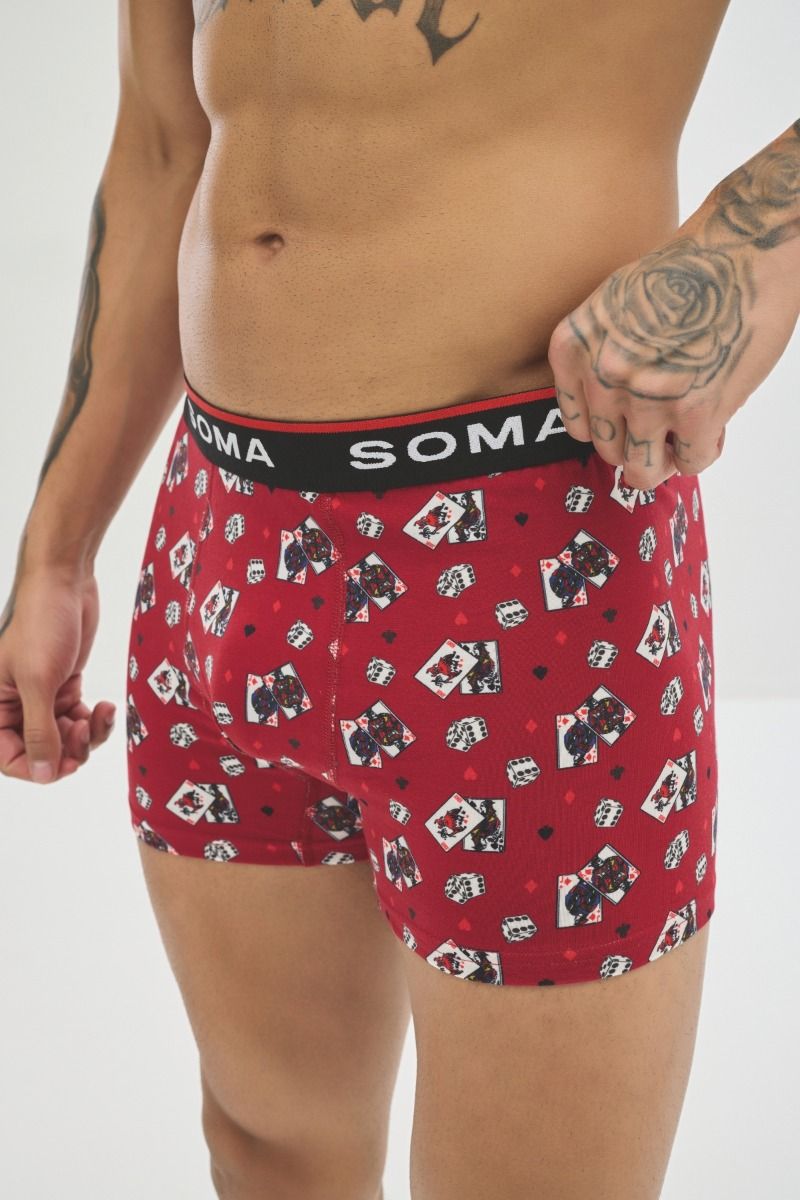 Ανδρικό εσώρουχο Boxer "SOMA" βαμβακερό κόκκινο χρώμα πολύχρωμα σχέδια