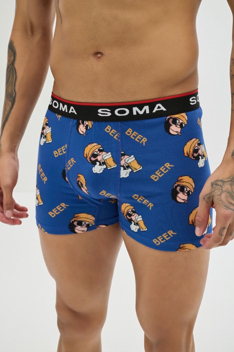 Ανδρικό εσώρουχο Boxer "SOMA" βαμβακερό μπλε χρώμα πολύχρωμα σχέδια