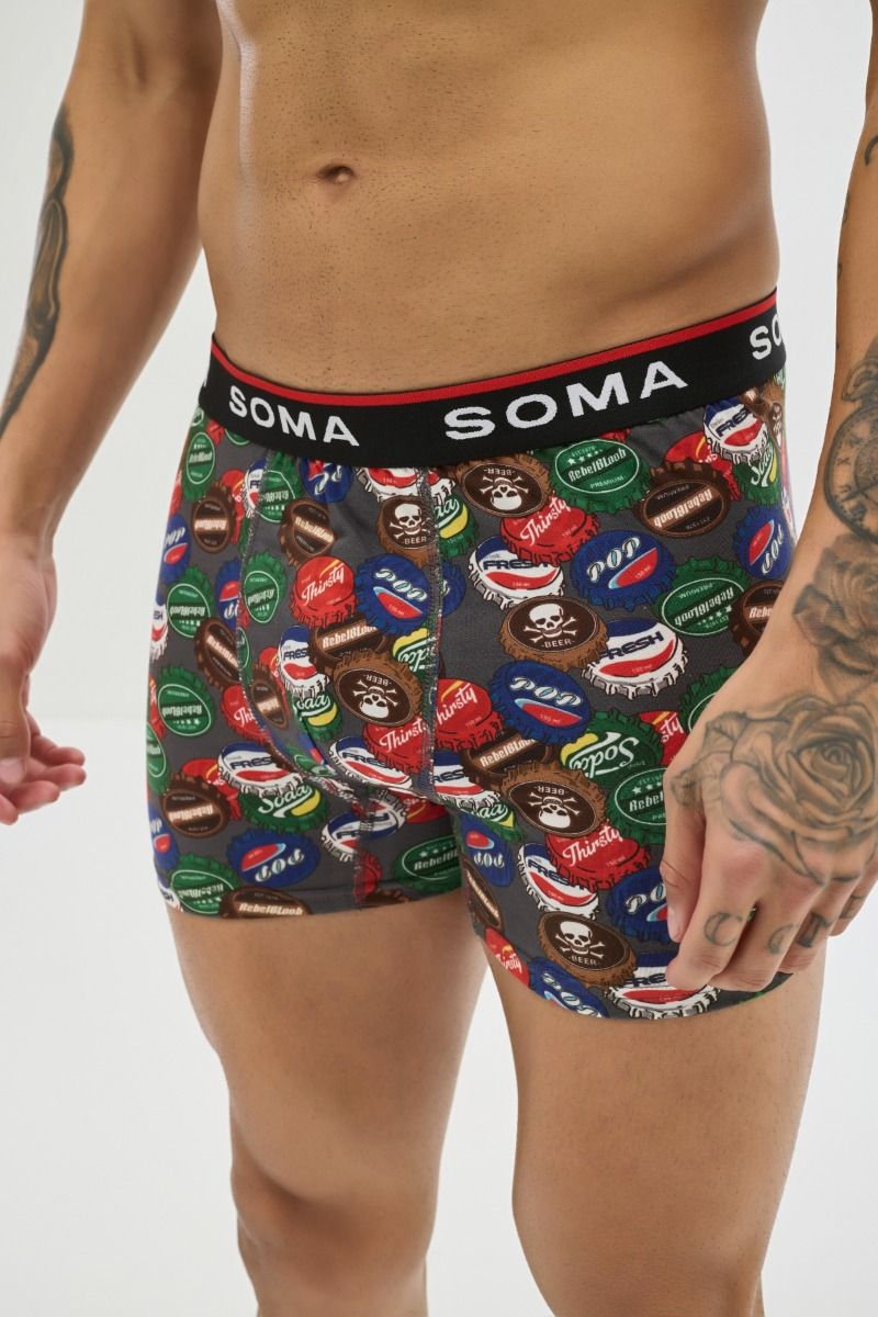 Ανδρικό εσώρουχο Boxer "SOMA" βαμβακερό γκρι με πολύχρωμα σχέδια