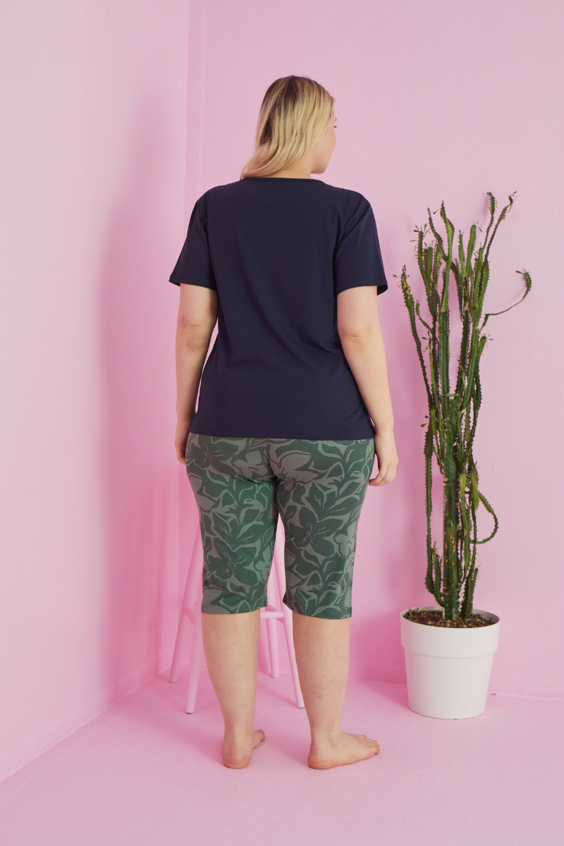 Γυναικεία Καλοκαιρινή Πιτζάμα Plus Size Κάπρι Sexen PURE