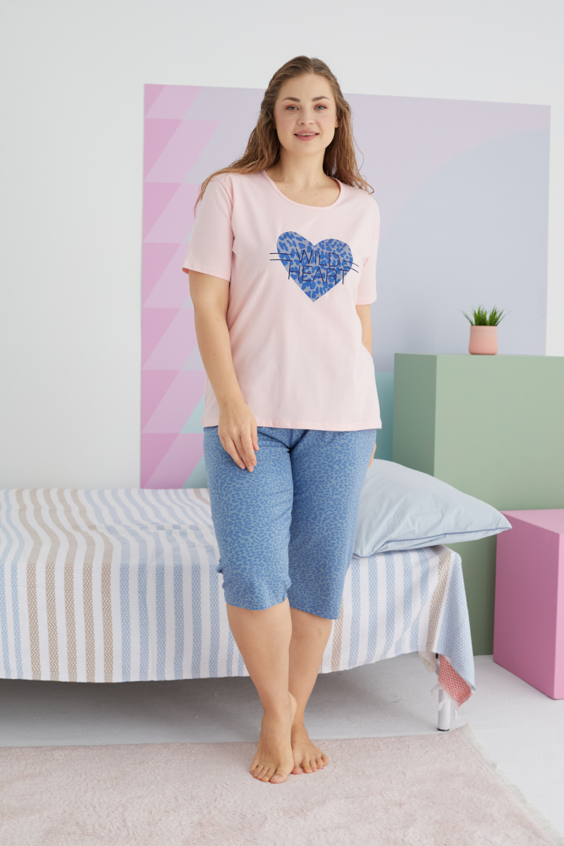Πιτζάμα Plus Size Κάπρι "Sexen" BLUE HEART