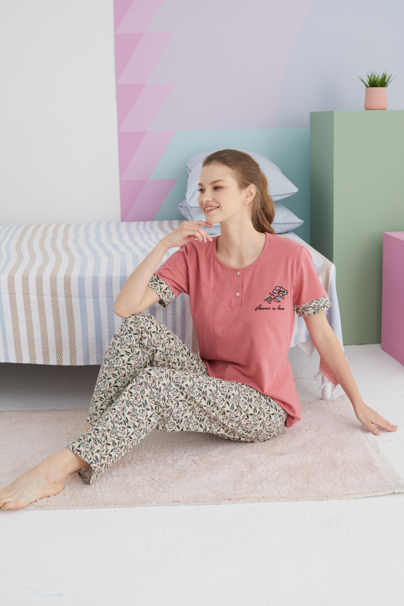 Γυναικεία Καλοκαιρινή Πιτζάμα Sexen LOVE FLOWERS Βαμβακερή