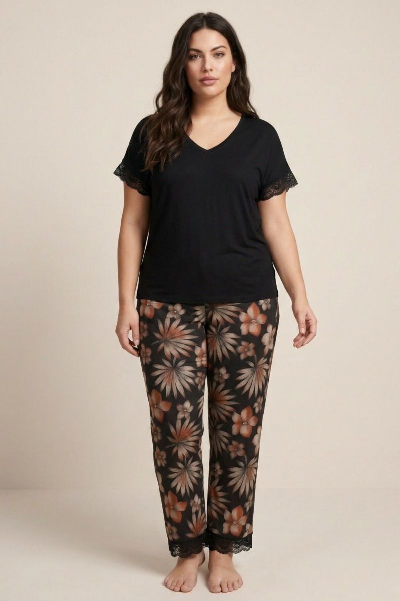 Γυναικεία Πιτζάμα Plus Size "Siyah Inci" VERA II