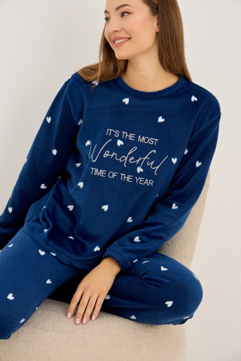 Γυναικεία Πιτζάμα Fleece "Siyah Inci" WONDERFUL TIME