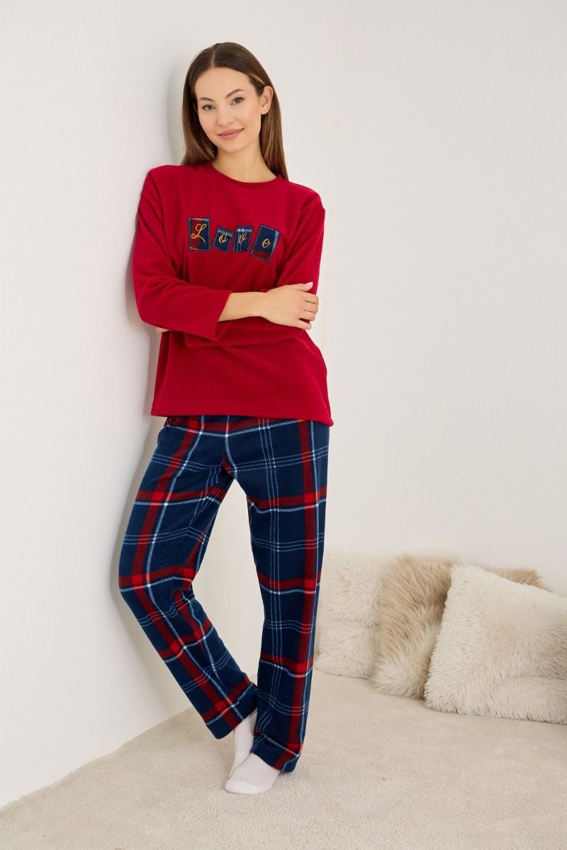 Γυναικεία Πιτζάμα Fleece "Siyah Inci" LOVE