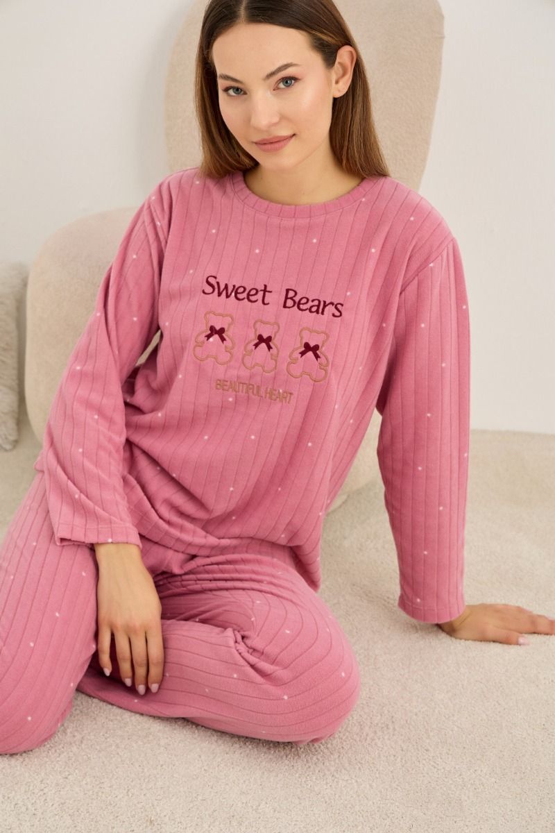 Γυναικεία Πιτζάμα Fleece "Siyah Inci" SWEET BEARS