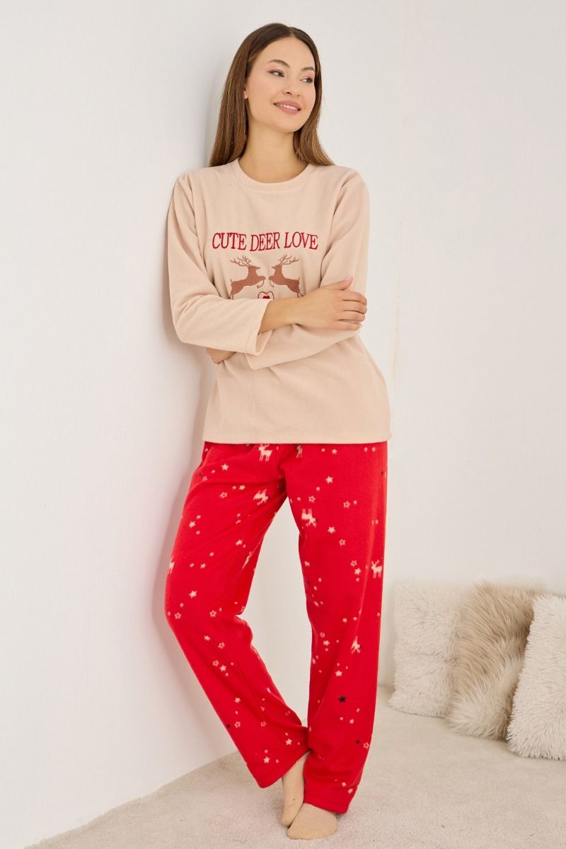 Γυναικεία Πιτζάμα Fleece "Siyah Inci" CUTE DEER