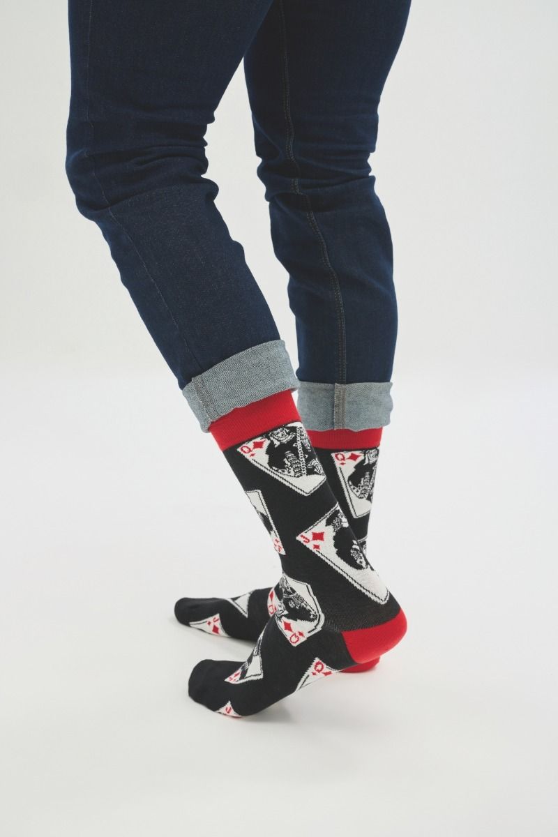 Ανδρικές Fashion Κάλτσες SOMA Βαμβακερές μαύρο χρώμα με τραπουλόχαρτα