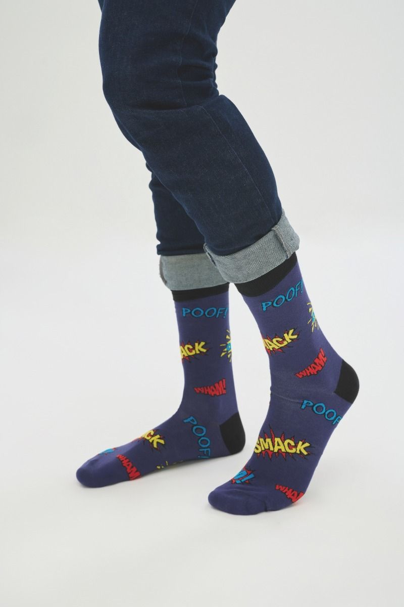 Ανδρικές Fashion Κάλτσες SOMA Βαμβακερές μπλε με πολύχρωμα σχέδια