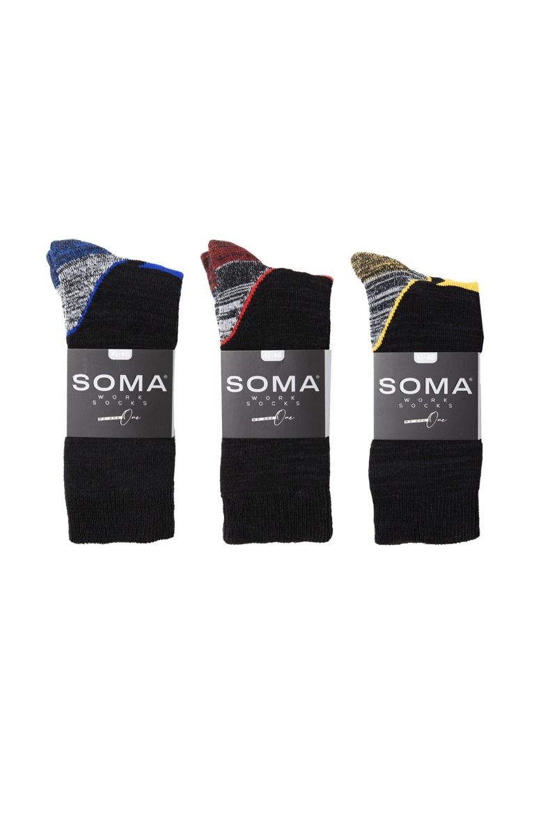 Ανδρικές Μάλλινες Κάλτσες Εργασίας μαύρες με χρωματιστή λεπτομέρεια