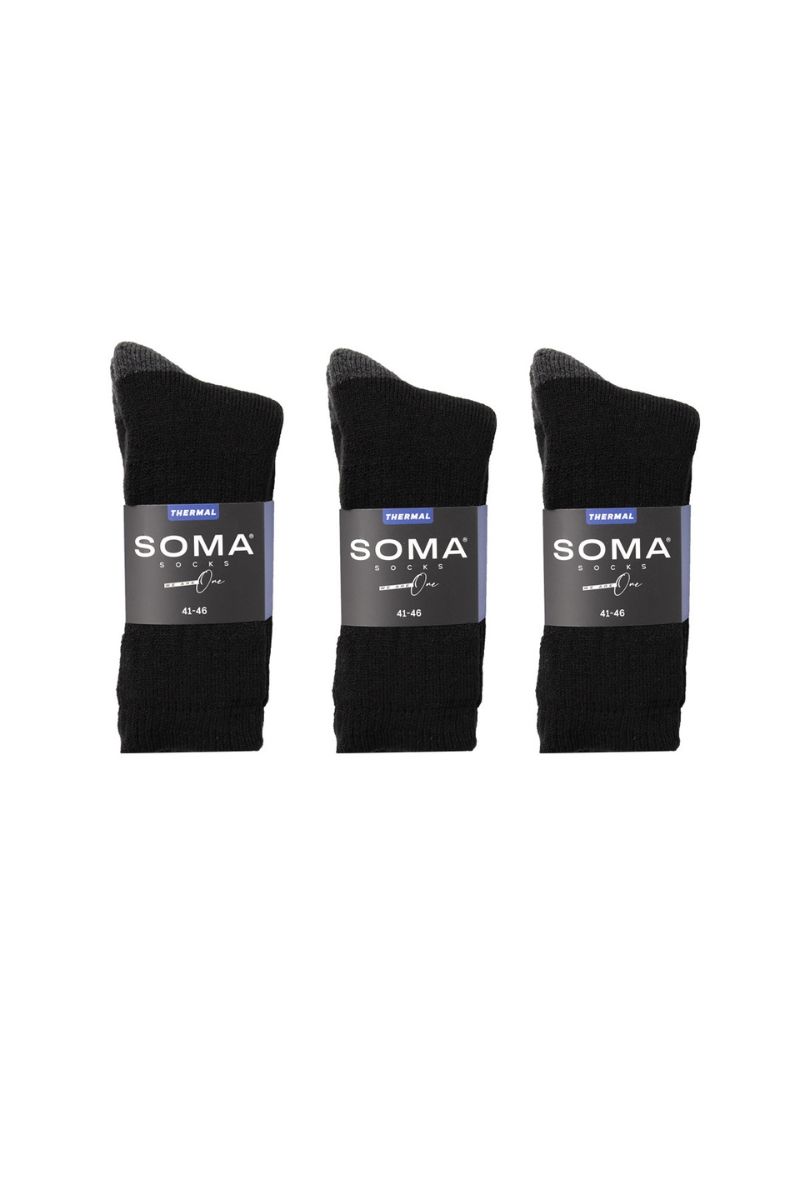 Μάλλινες Ισοθερμικές Κάλτσες "SOMA" PLAIN BLACK 3 ζευγάρια