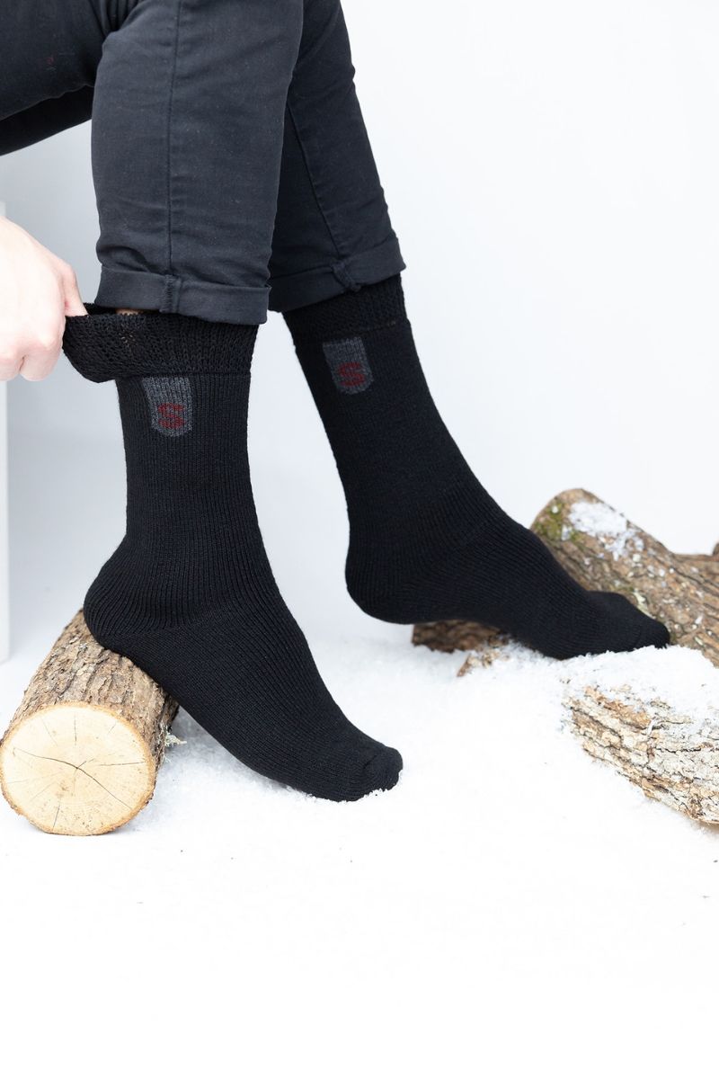 Μάλλινες Ισοθερμικές Κάλτσες τρια ευγάρια μαύρο μπλε ανθρακί