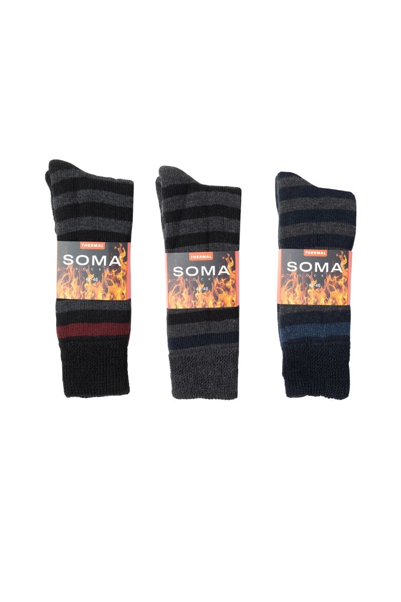 Μάλλινες Ισοθερμικές Κάλτσες "SOMA" STRIPES 3 Ζευγάρια