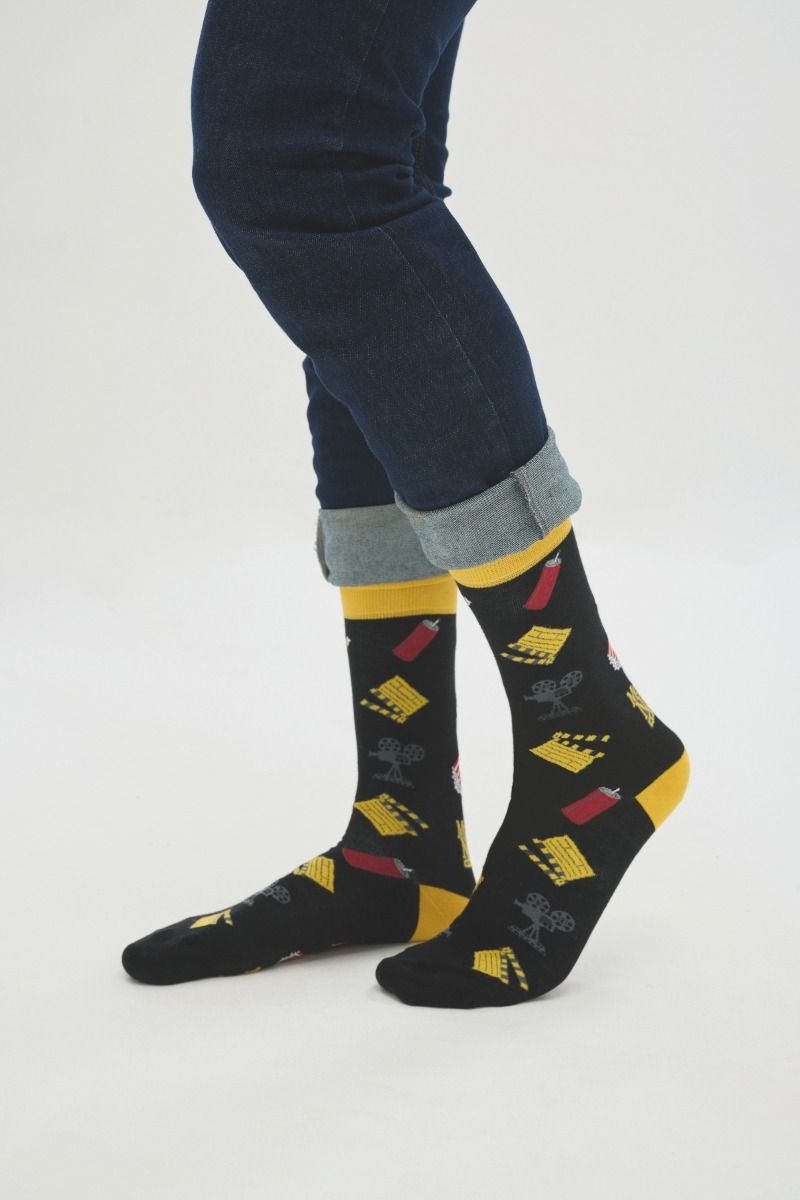 Ανδρικές Fashion Κάλτσες SOMA Βαμβακερές μαύρο χρώμα με τραπουλόχαρτα